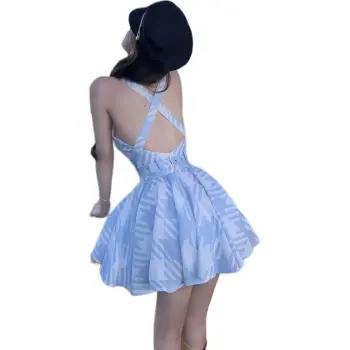 Qiuerle Slip Dress Women's Blue