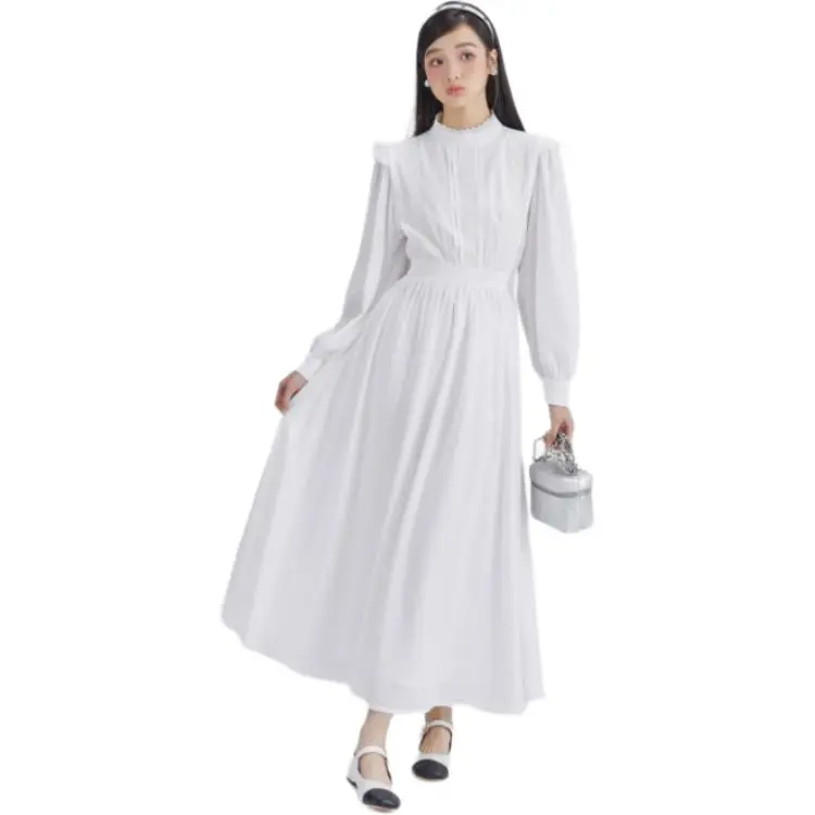DEAR DEER PUFF Long Sleeved Dress Women's White-2