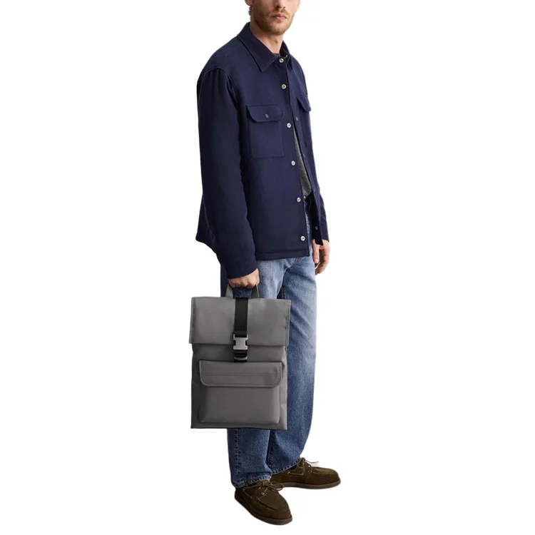 ZARA Polyurethane Backpack Regular Men's Gray-3