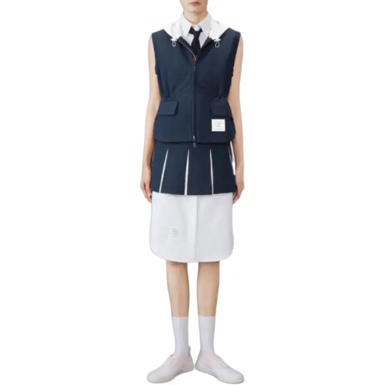 THOM BROWNE Pleated Ripstop Miniskirt-3