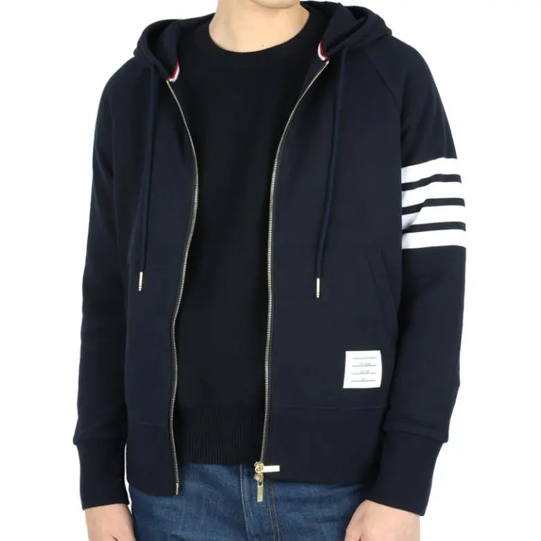 THOM BROWNE Classic Loopback 4 Bar Full zip Hoodie-3