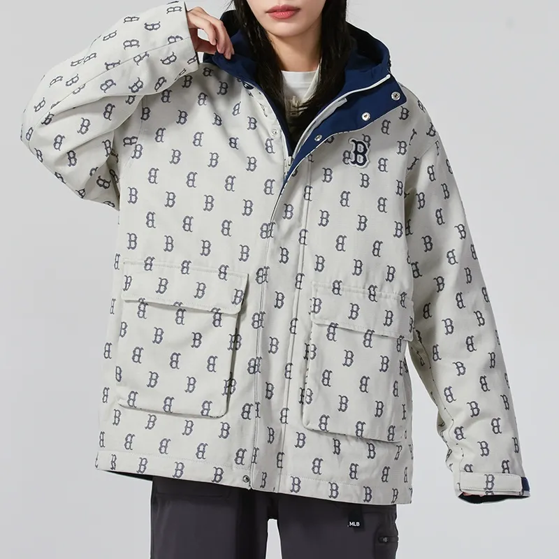 MLB Boston Red Sox Jackets Coats Unisex Dark Cream-3
