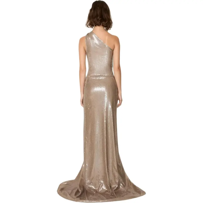 Khy x SIA ARNIKA FW24 Sequin One Shoulder Gown Evening Dress Women's Champagne/Champagne-3