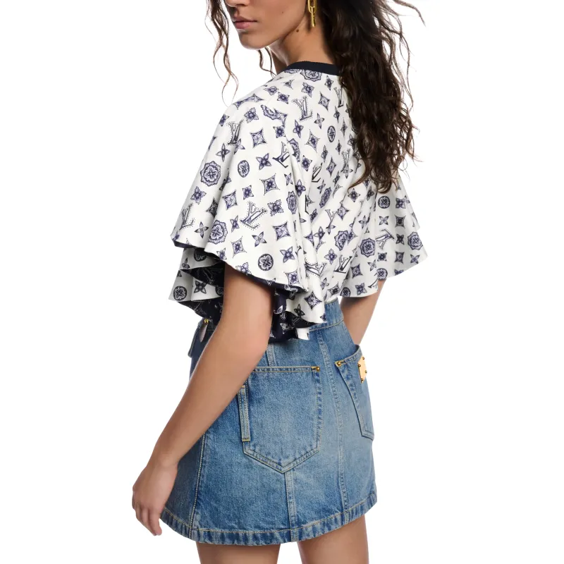 LOUIS VUITTON Monogram Flounce Sleeve T Shirt-4
