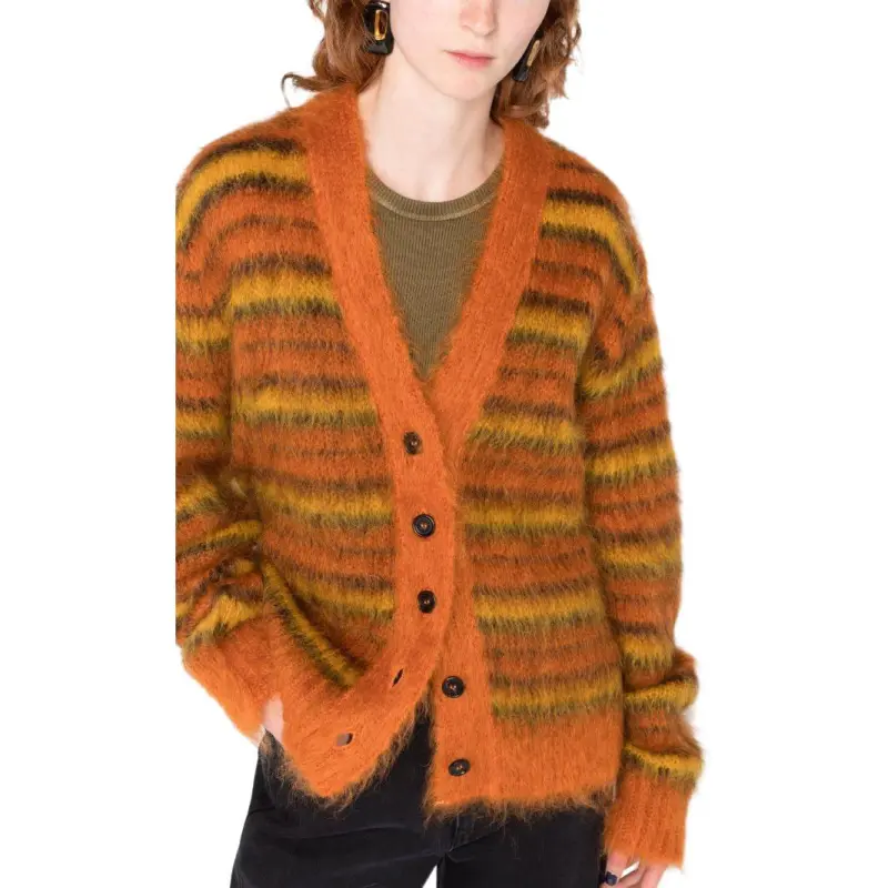 MARNI Striped Knitted Cardigan-4