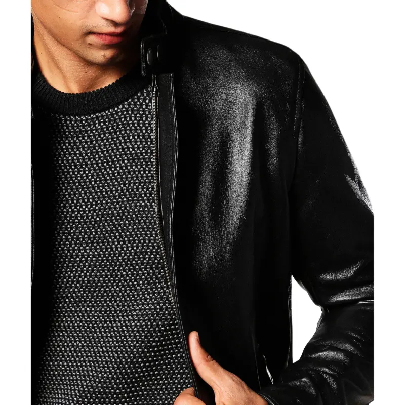 DIESEL Leather Jacket Men's Black-1