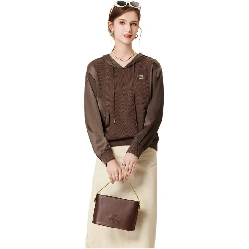 FENHONGMALI Sweatshirt Women's Coffee-7