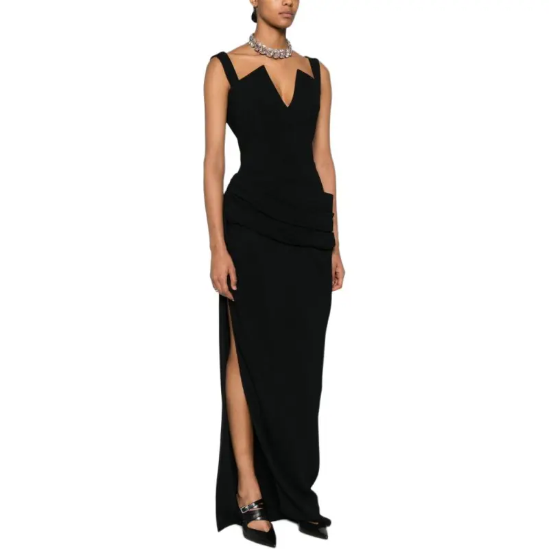 Givenchy V Neck Draped Dress-4