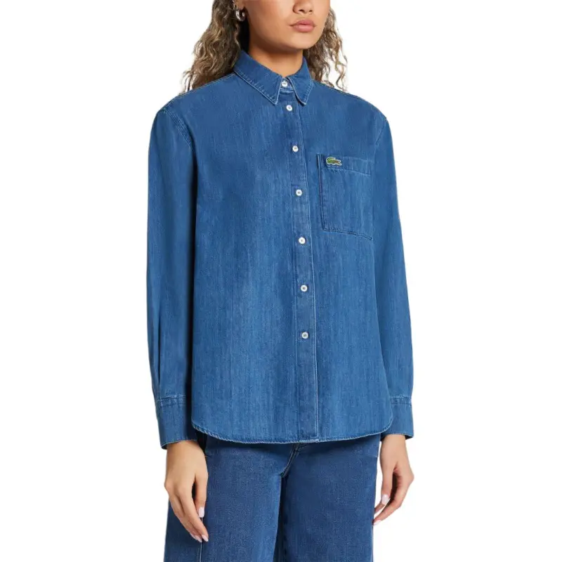 LACOSTE Logo appliqué Denim Shirt-4