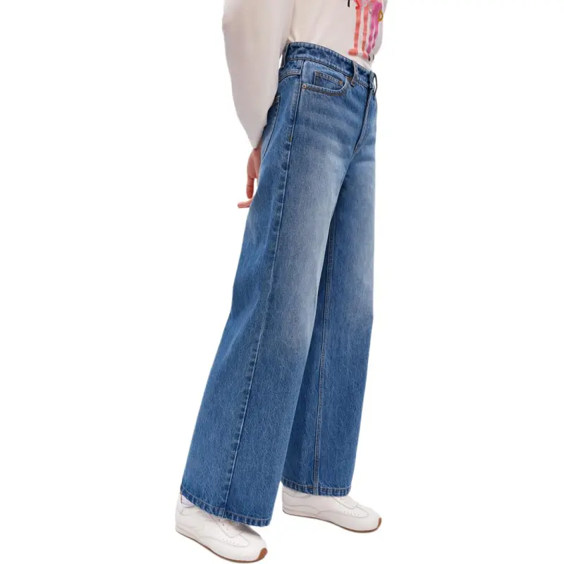 Short Sentence Jeans Women's Blue-2