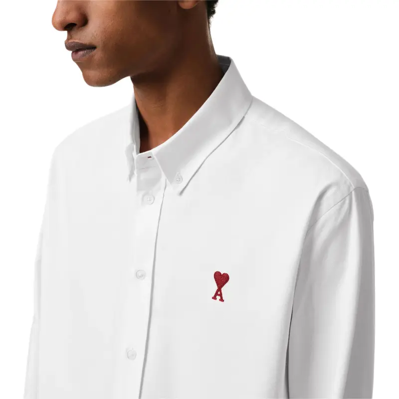Ami Paris Ami De Coeur Logo Embroidered Shirt-5