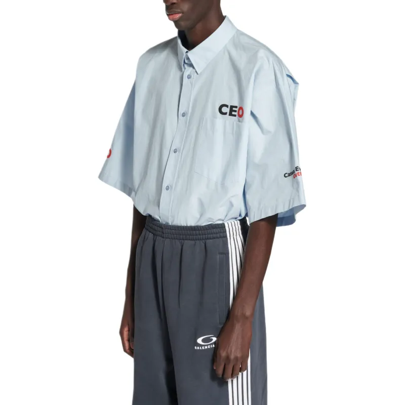 Balenciaga Shirt Loose Fit Men's Light Blue-4