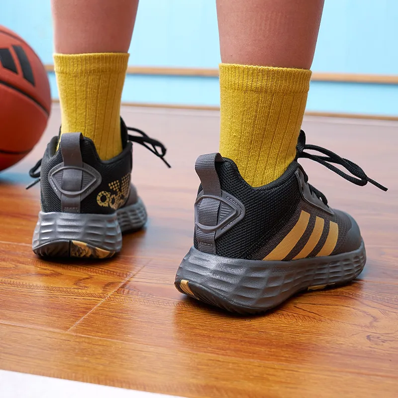 Adidas OwnTheGame 2.0 K Anti Slip Wear Resistant Mid Top Children's Basketball Shoes Gray Black Kids'-1