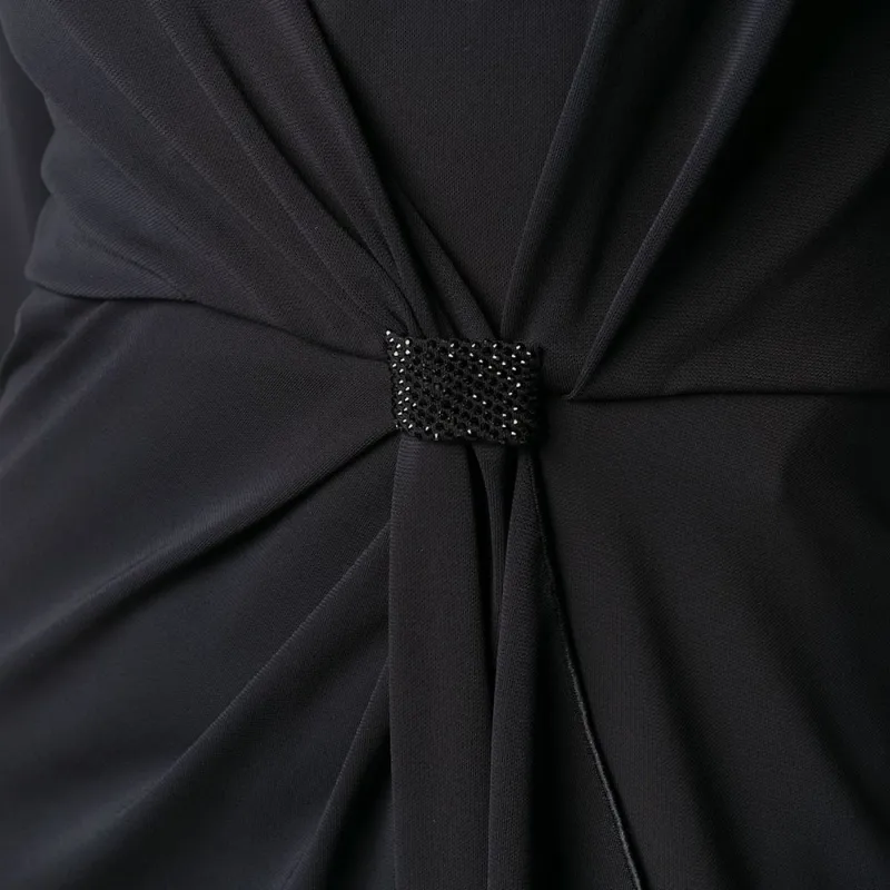 EMPORIO ARMANI SS21 Long Sleeved Dresses Women's Black-4