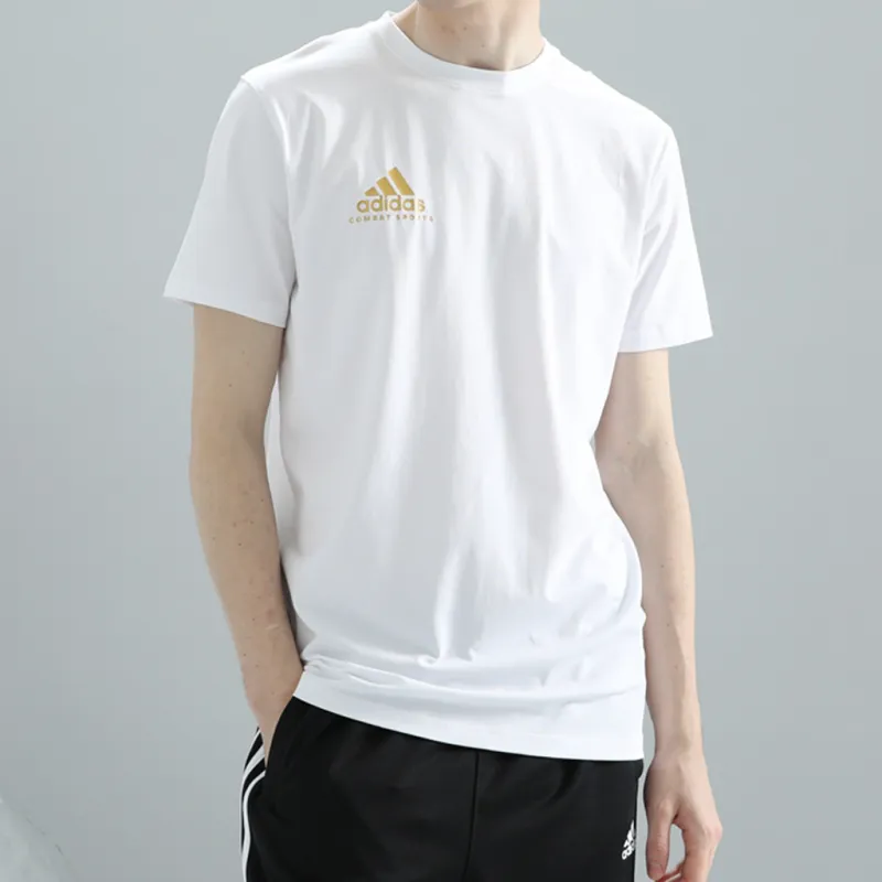 Adidas T Shirt Men's White With Gold Logo-1