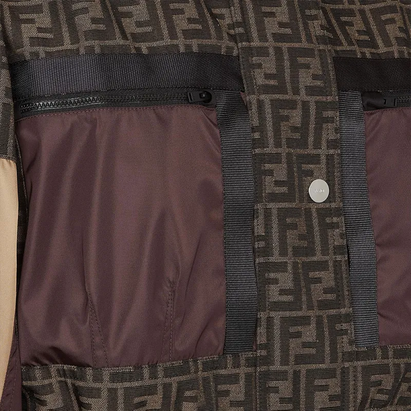 FENDI Panelled Monogrammed Button Up Jacket-2