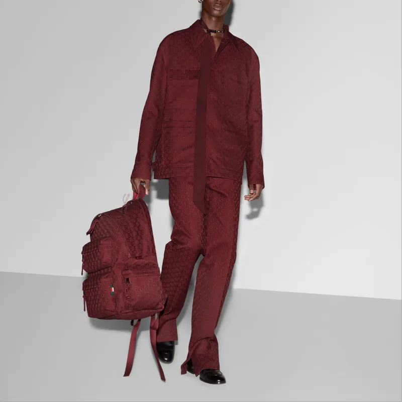 GUCCI Monogrammed Straight Leg Trousers-4