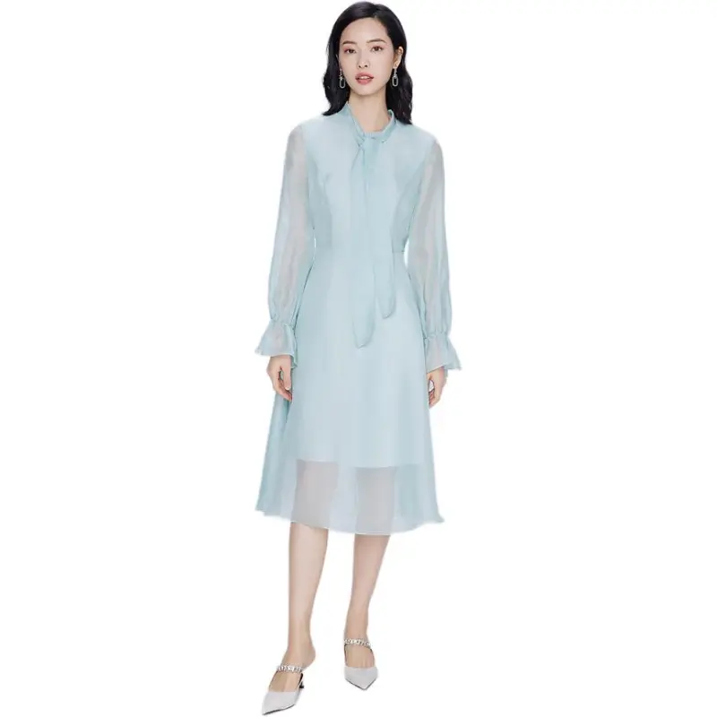 BBLLUUEE Long Sleeved Dress Women's Ice Green-5