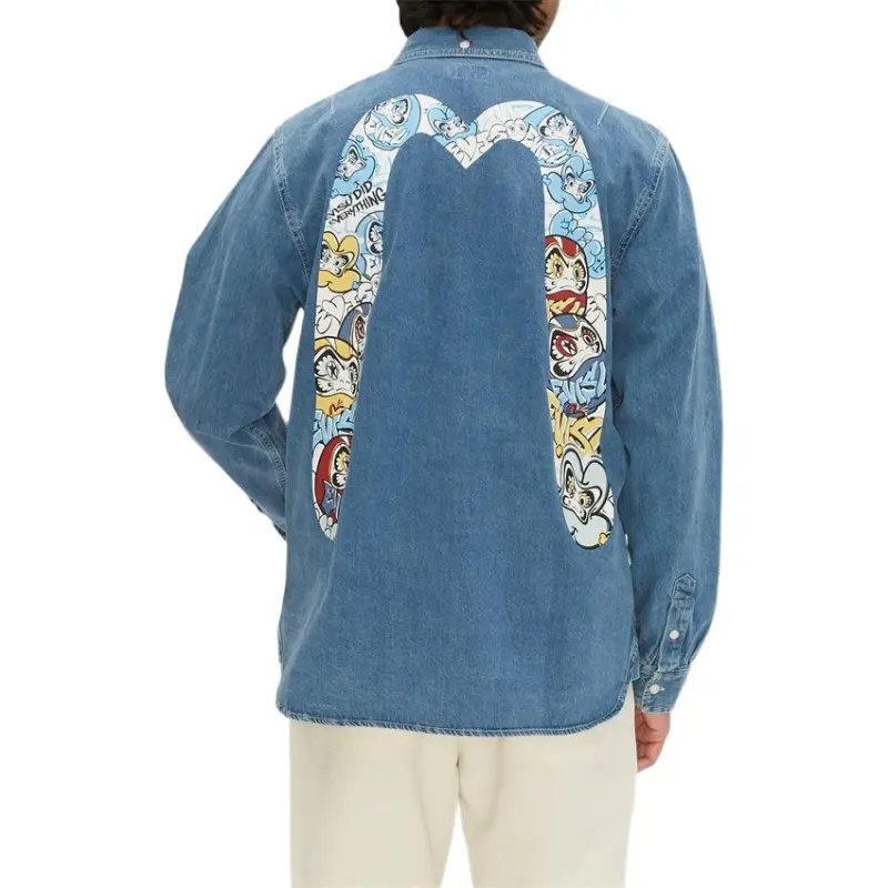 EVISU Shirts Men Denim Blue-3