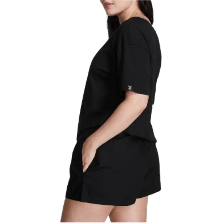 Victoria's Secret Cotton Short Tee-Jama Set Pajama Set Women's Black-3