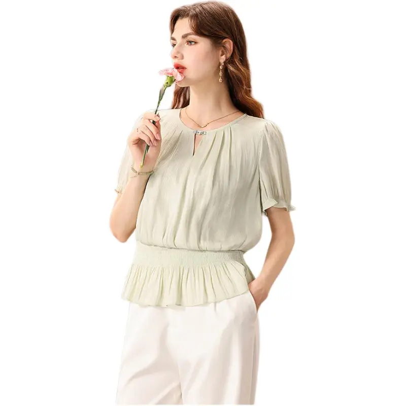 FENHONGMALI Shirt Women's Light Green-6