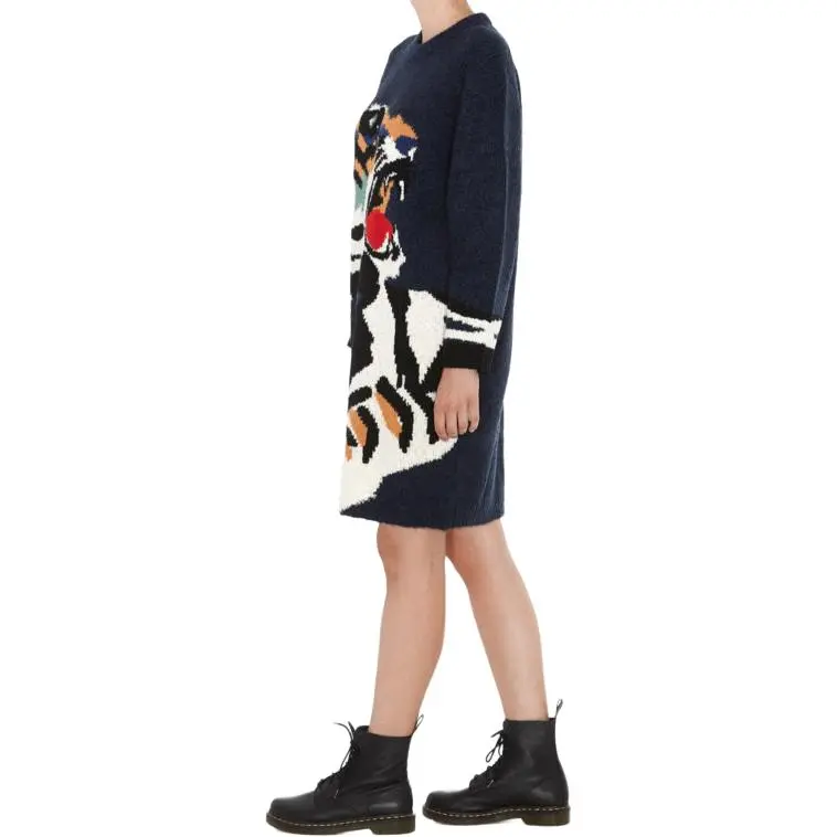 KENZO Long Sleeved Dresses Women's Navy-4