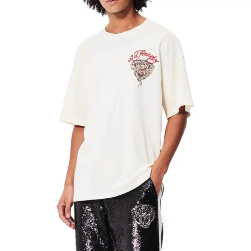 Ed Hardy FW24 T Shirt Men's Ivory White-4