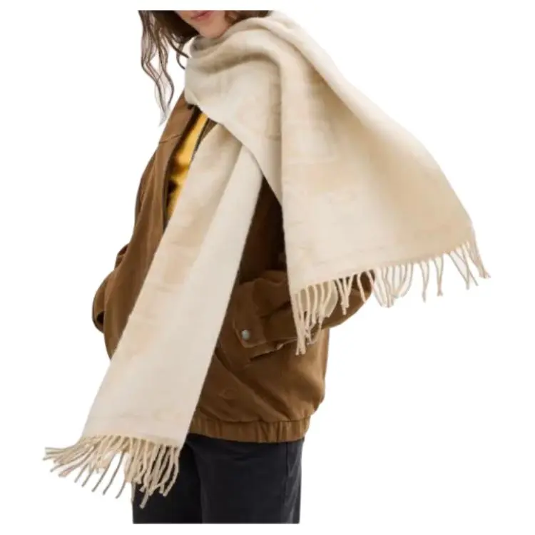 COACH Cashmere Knit Scarves Unisex Beige-2