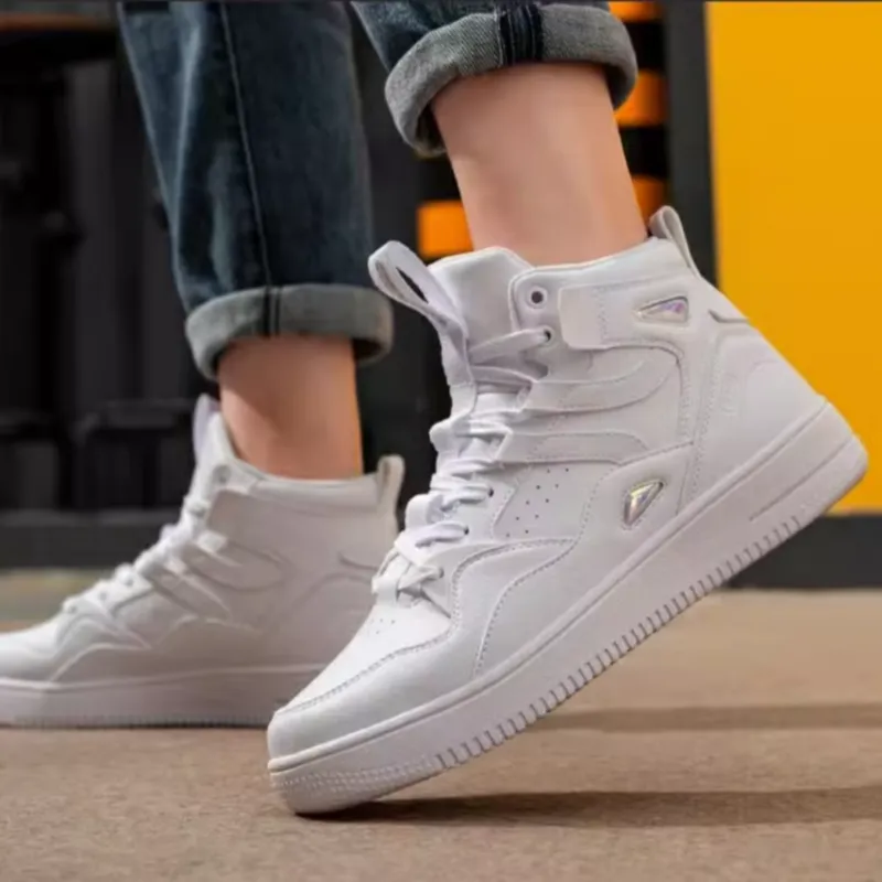 XTEP Durable Breathable High Top Casual Skateboard Shoes Men's White-2