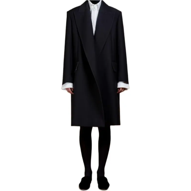 MaxMara Silva Collection Oversized Blazer Coat In Wool And Silk Cady Business Suit Women's Black-1