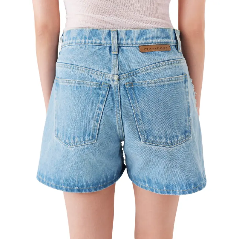 Stella McCartney Mid Rise Denim Bouclé Shorts-3