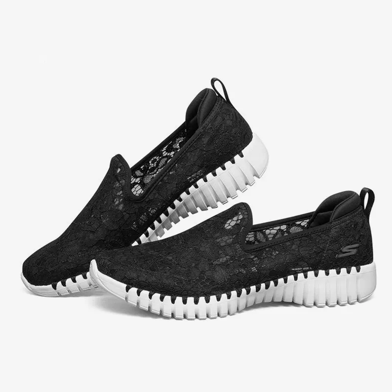 Skechers Go Walk 5 Anti Slip Wear Resistant Breathable Lightweight Low Top Casual Shoes Women's Black White-4