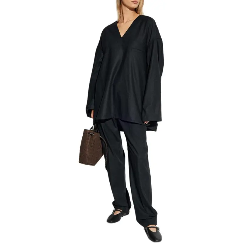 Lemaire Belted Soft Tailored Pants 'Anthracite/Grey'-1