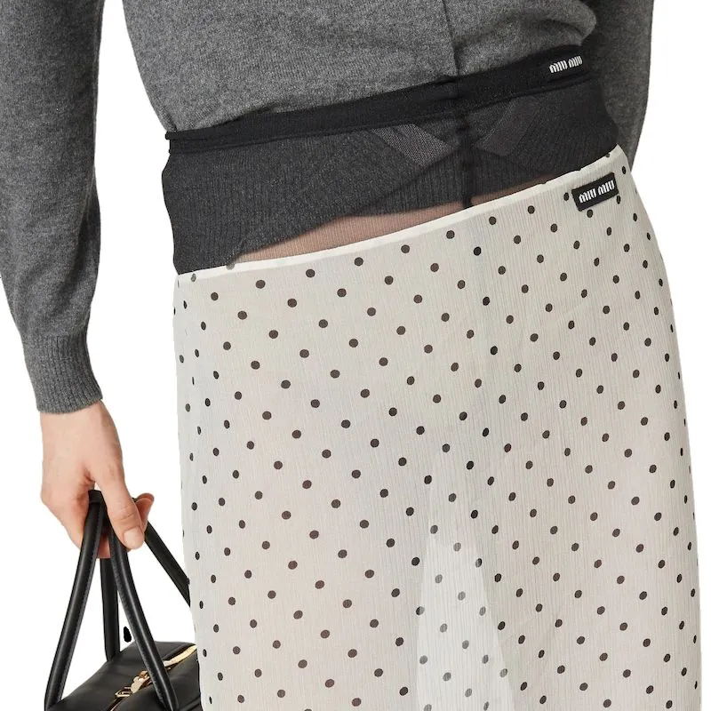 MIU MIU Mid Rise Polka Dot Midi Skirt-4