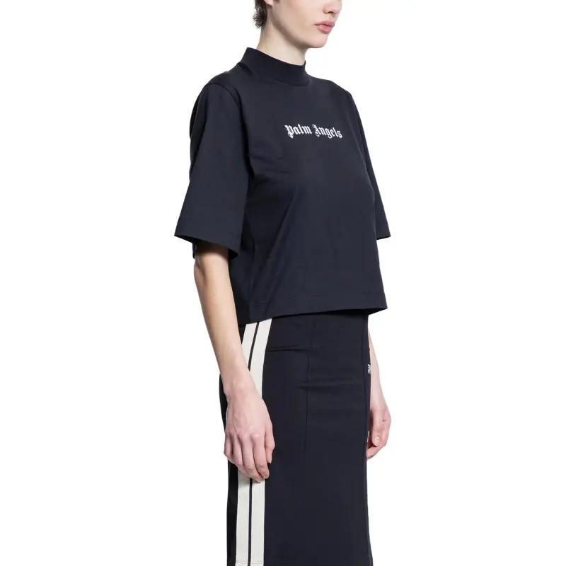 PALM ANGELS Logo Printed Mockneck T Shirt-2