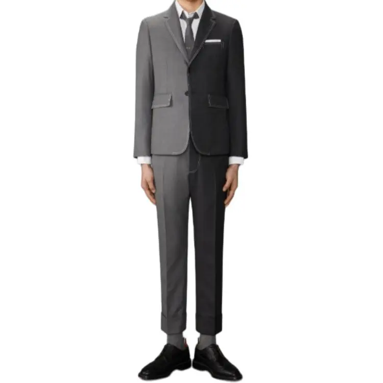 THOM BROWNE Two Toned Single Breasted Tailored Blazer-2