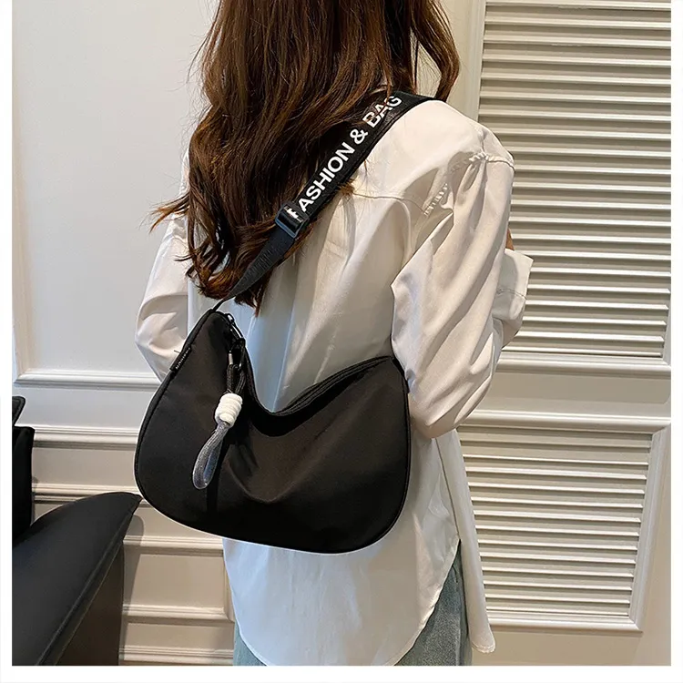 GOX Composite Cloth Shoulder Bag Regular Unisex White/Black/Sky Blue-4