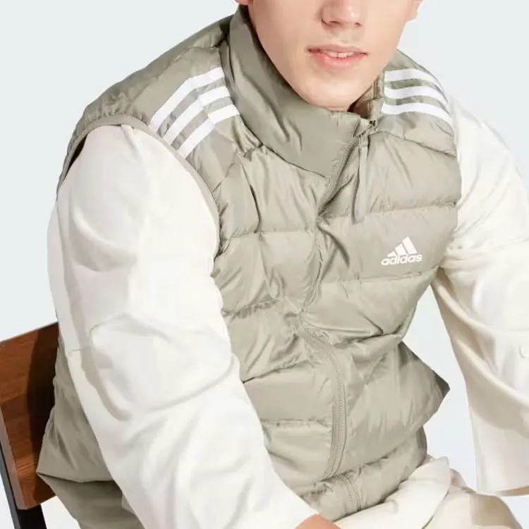 Adidas Essentials 3 Stripes Light Down Vest Down Vest Jacket Men's Silver Green-4