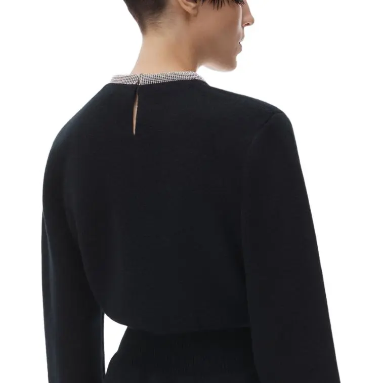 Alexander Wang Embellished-Neck Long-Sleeve Dress-4
