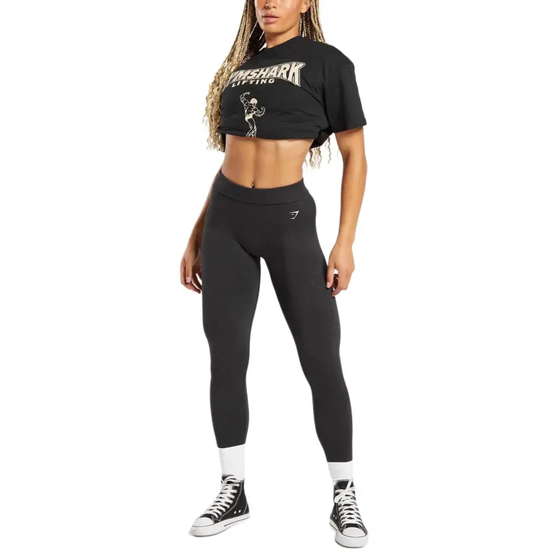 GYMSHARK Drop Shoulder Sleeve T Shirt Women's Black-3
