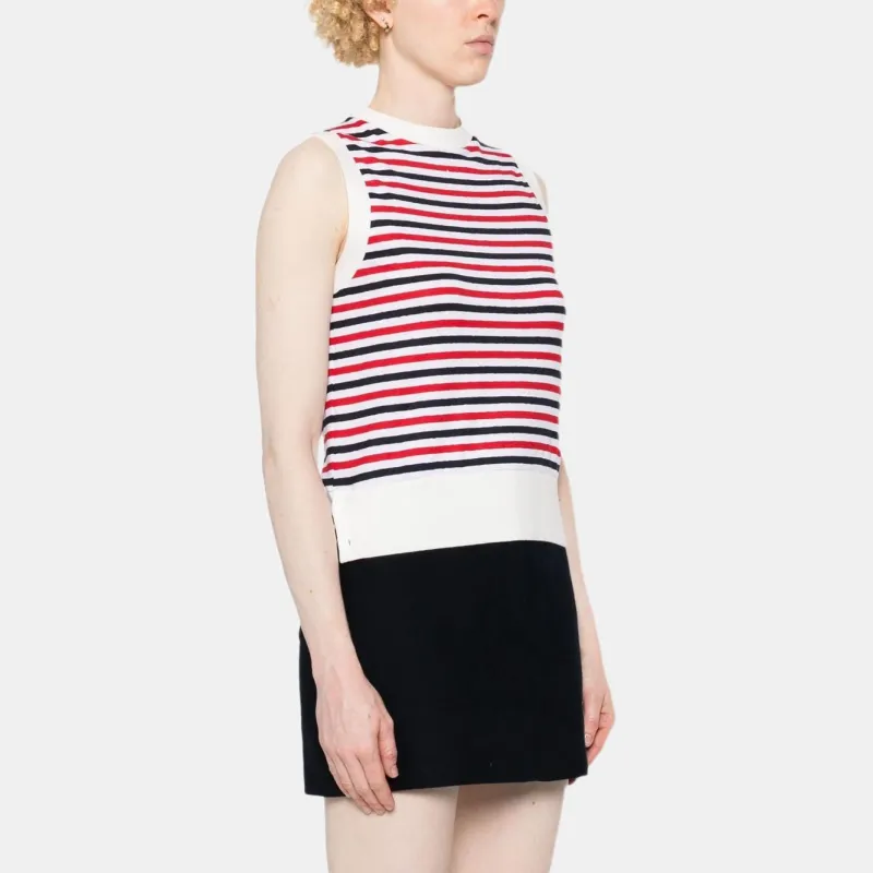 THOM BROWNE Striped Linen Top-1