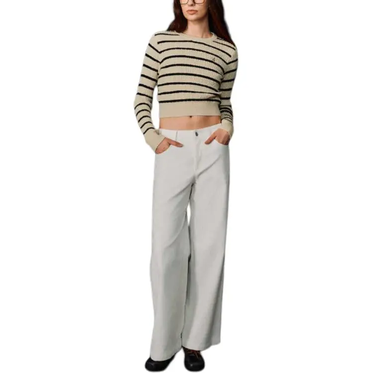 URBAN REVIVO Knitwear Women's Ecru Stripes-1