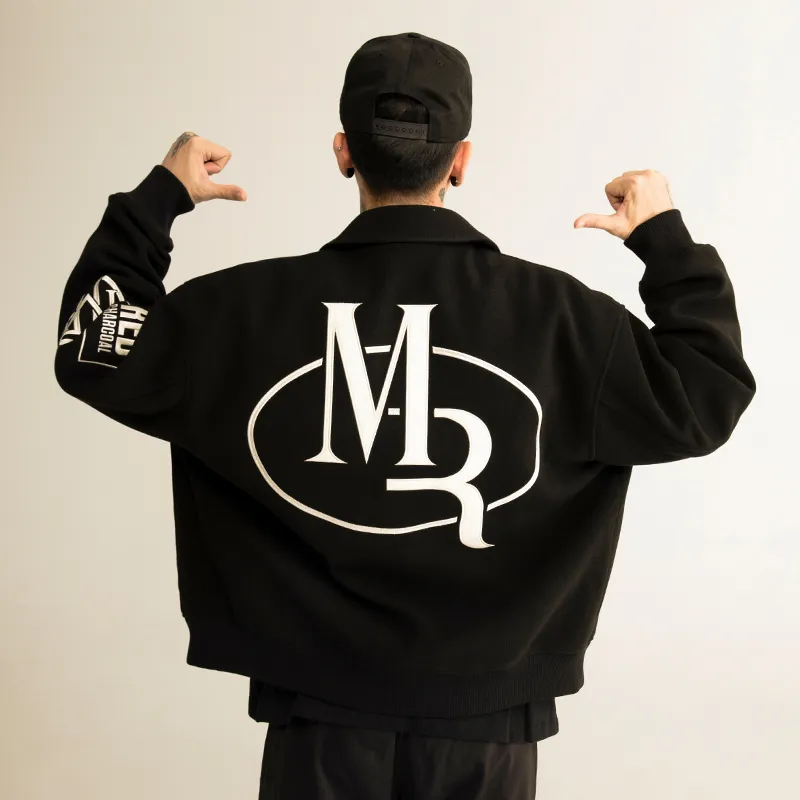REDCHARCOAL x MJ FRESH GANG Baseball Jacket Unisex Black-2