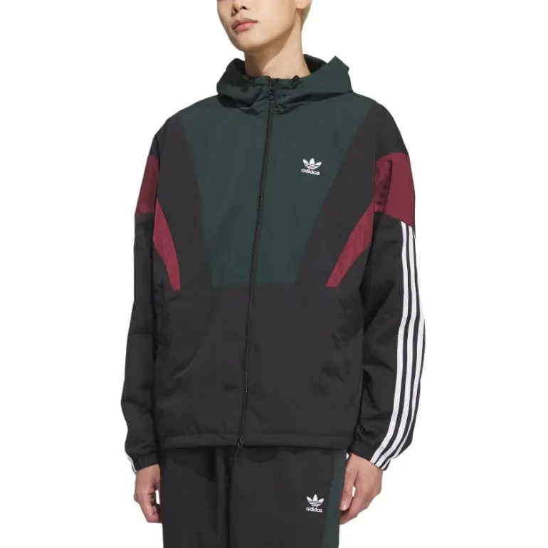 Adidas Originals WINDBREAKER BLOCK Jacket Men's Dark Green/Black-1