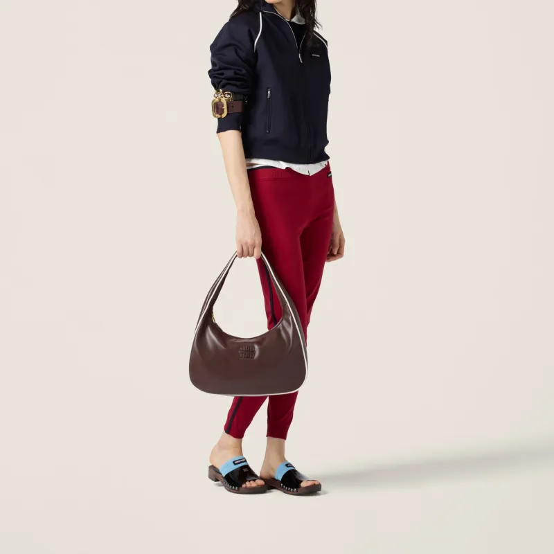 MIU MIU Wander Series Calfskin Handbag Shoulder Bag Women's Briarwood With White Accents-6