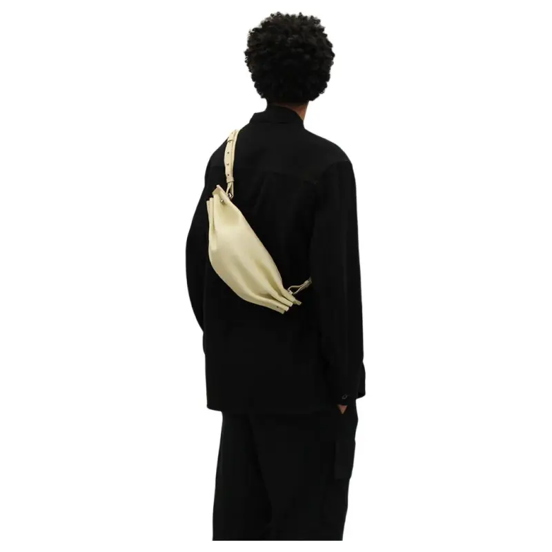 BONASTRE Leather Crossbody Bag Large Size Women's Cream-4
