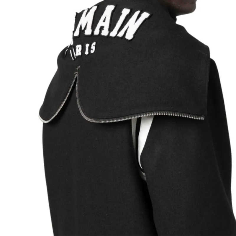 BALMAIN Hooded Wool Varsity Jacket-8