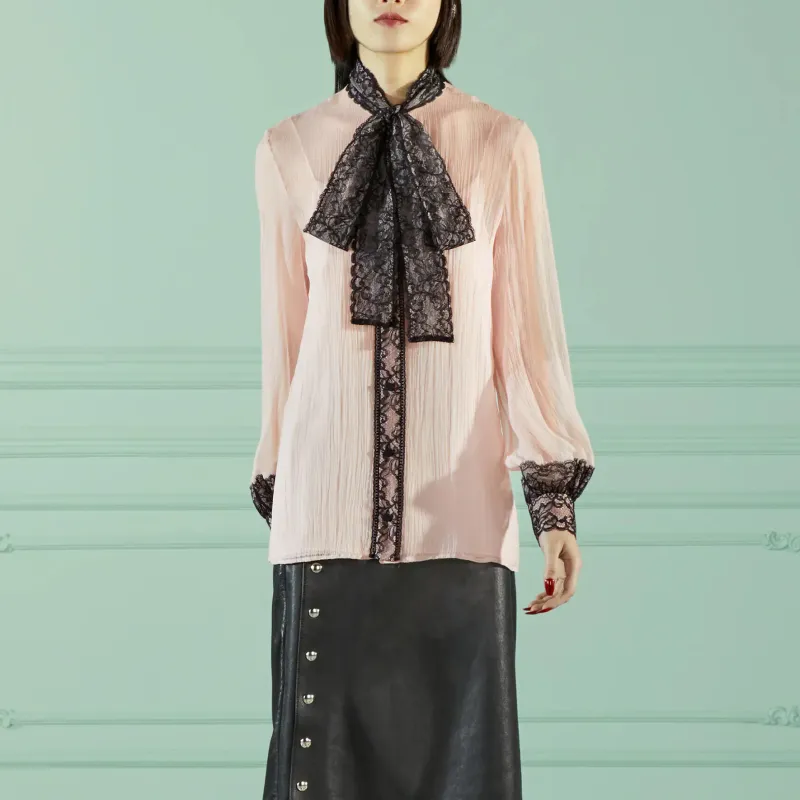 GUCCI Lace trim Detail Blouse-2