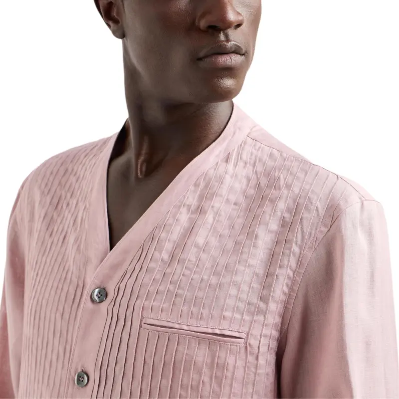 GIORGIO ARMANI Regular fit Linen Shirt With Front Ribs-5