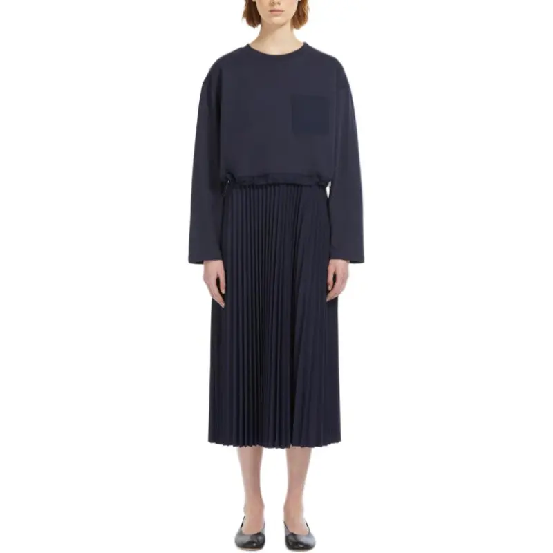 WEEKEND MaxMara Scatola Pleated Crewneck Dress-1